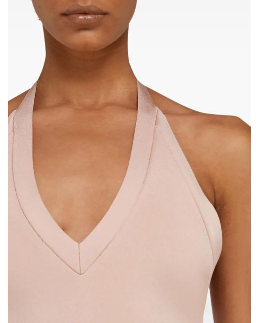 Ferragamo Natural Gestricktes Neckholder-Kleid