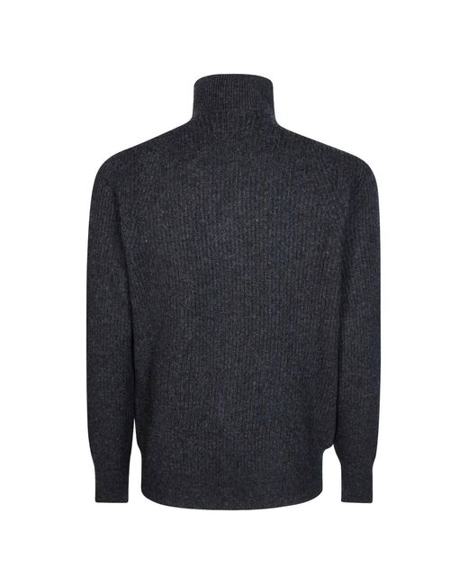 Amaranto Blue Half-Zip Ribbed Sweater for men