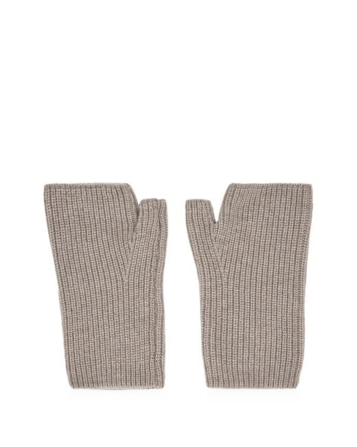 Moorer White Ribbed Fingerless Gloves for men