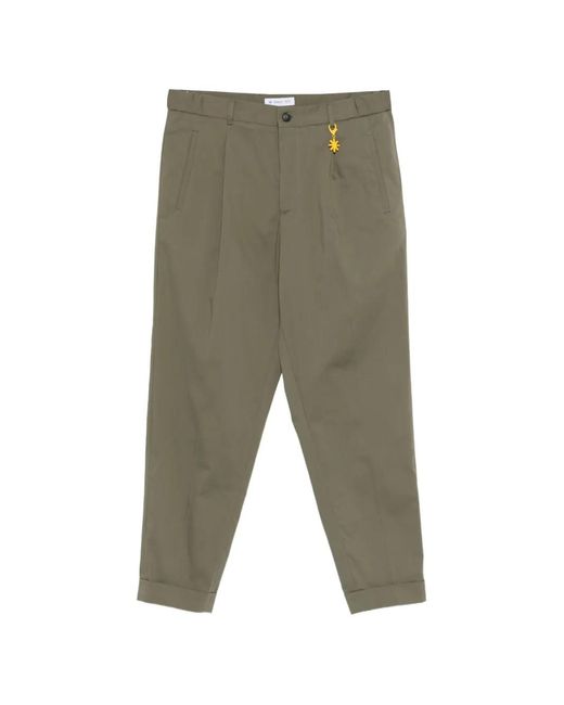 Manuel Ritz Green Cuffed Pleated Trousers for men