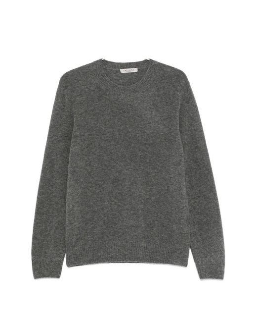 Fileria Gray Fine-Knit Crew-Neck Sweater for men