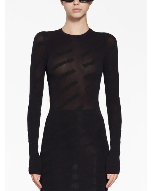 Balenciaga Black Mini Allover Logo Dress