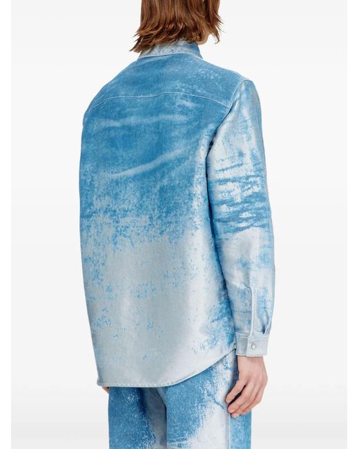 DIESEL Blue D-Kelmar-Fsi Denim-Effect Shirt for men