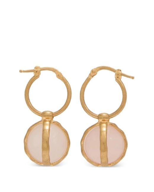 Jil Sander Natural Rose-Quartz Pendant Earrings