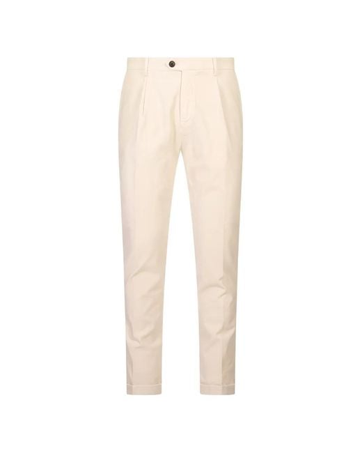 Mason's White Osaka 1 Pince Pleated Trousers for men