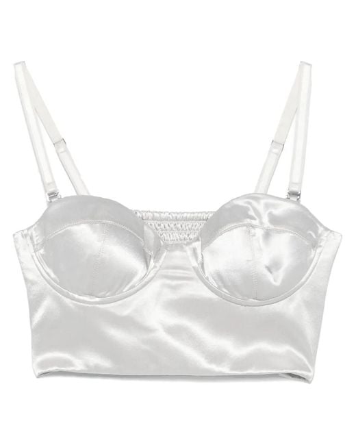 Patrizia Pepe White Satined Bustier Top