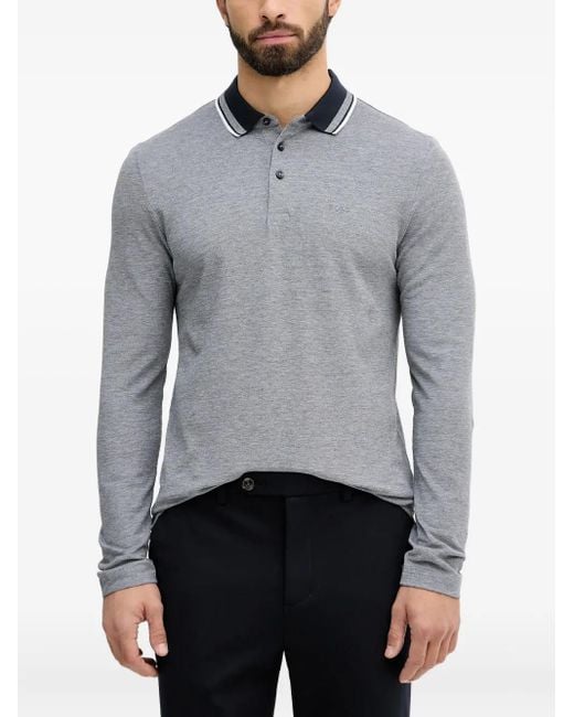 Boss Gray Long-Sleeve Polo Shirt for men