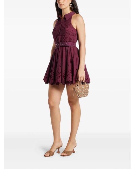 Hemant & Nandita Purple Robe Courte Mahi À Taille Ceinturée