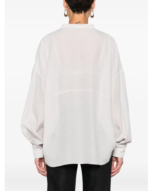 Brunello Cucinelli White Seidenbluse mit Monili-Kette