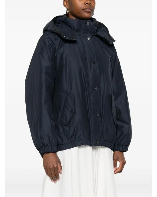 Brunello Cucinelli Blue Hooded Down Jacket