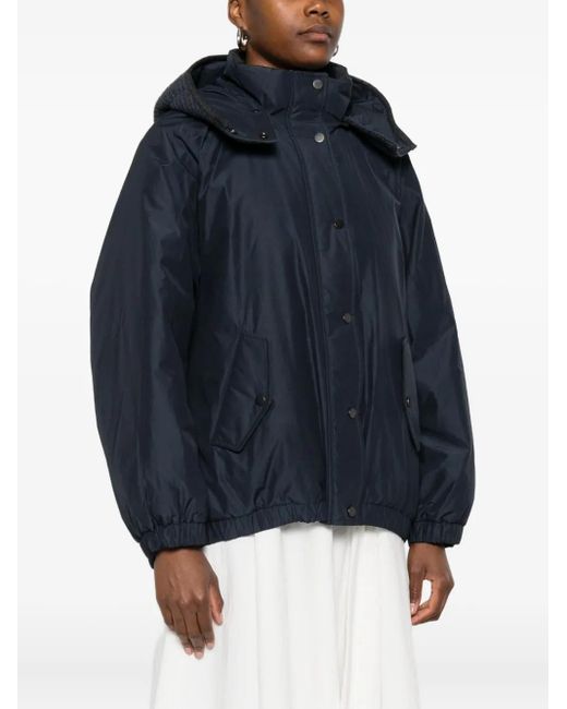 Brunello Cucinelli Blue Hooded Down Jacket