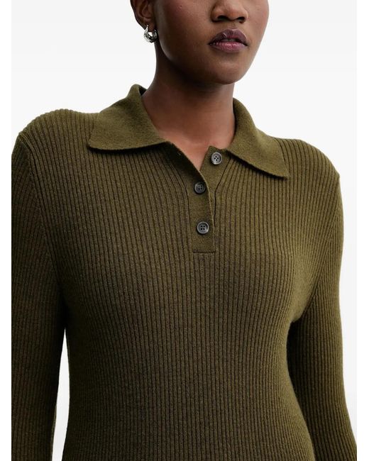 Marc O' Polo Green Ribbed-Knit Mini Dress