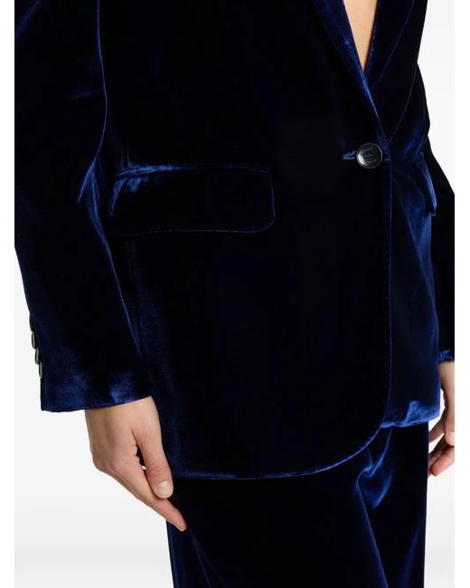 Etro Blue Single-Breasted Velvet Blazer