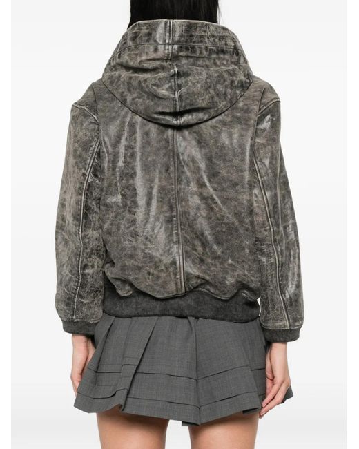 Alexander Wang Gray Hooded Zip-Up Jacket