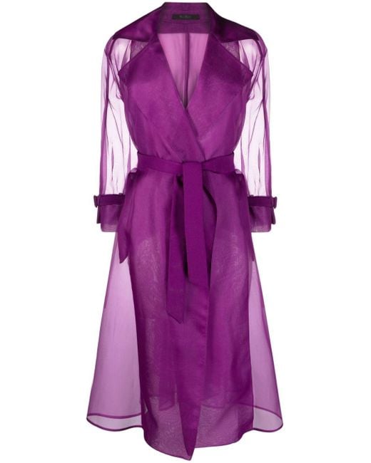 Max Mara Purple Belted Silk Trench Coat