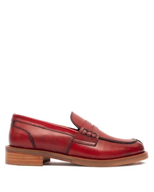 SOMMET Red Penny Leather Loafers