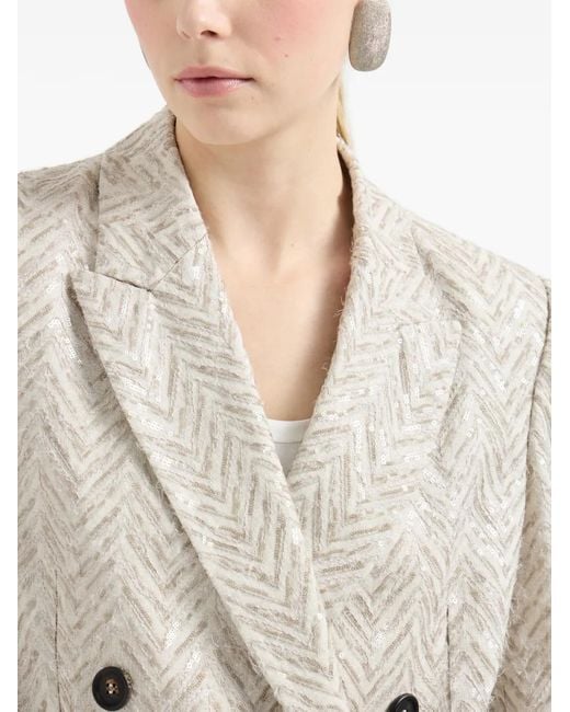 Brunello Cucinelli White Dazzling Maxi Chevron Embroidery Blazer
