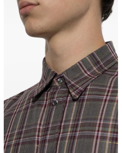 DSquared² Gray Check-Pattern Flap-Pocket Shirt for men
