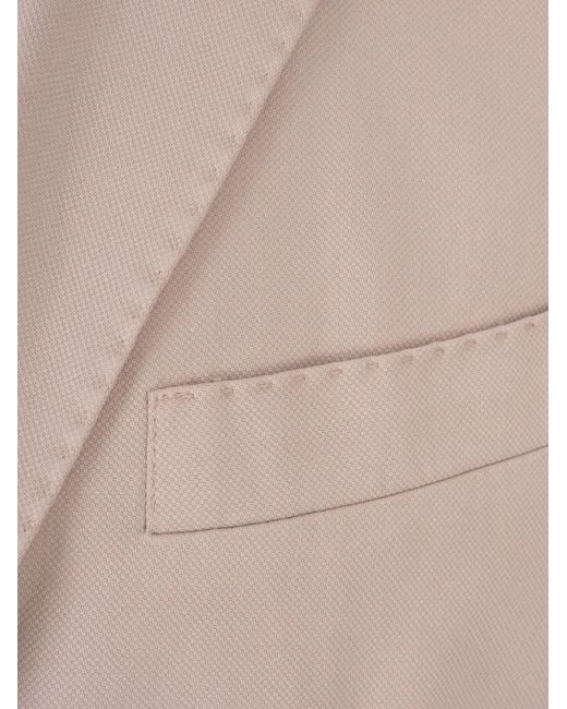 RUSSO CAPRI Natural Oxford Single-Breasted Blazer for men