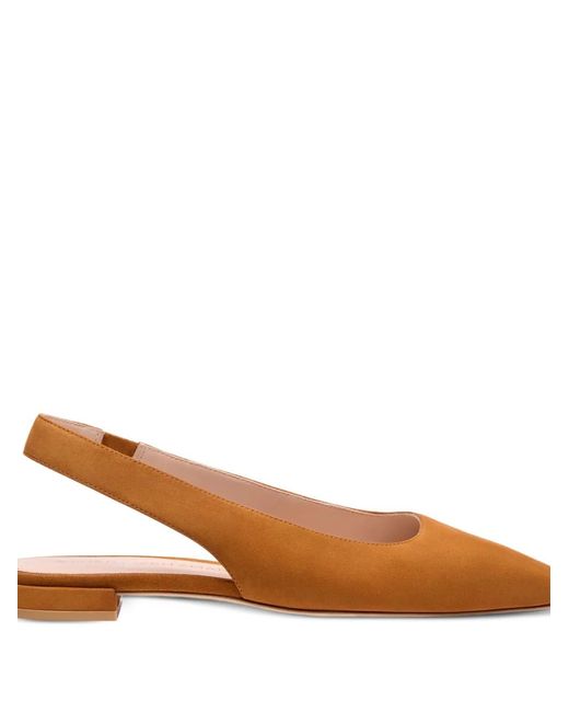 Stuart Weitzman Brown Stassi Pointed-Toe Slingback Pumps