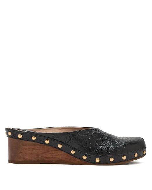 FARM Rio Women's Black Embossed-Print Studded Mules