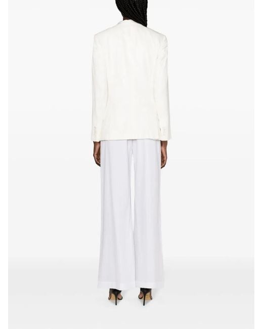 Kiton White Double-Breasted Canvas Blazer