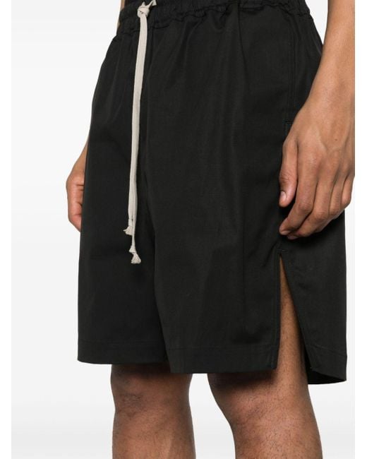 Rick Owens Black Poplin Organic-cotton Track Shorts for men
