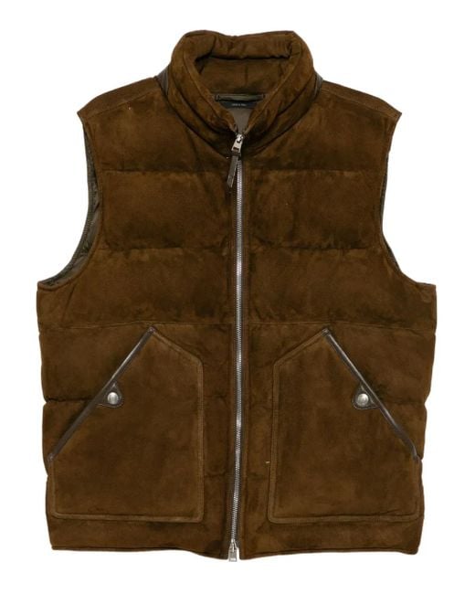 Tom Ford Brown Leather Gilet for men