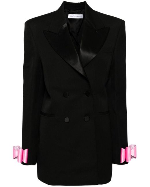 Mach & Mach Black Bow-embellished Wool Blazer Dress
