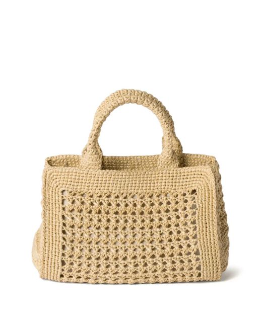Miu Miu Metallic Raffia-Effect Woven Tote Bag