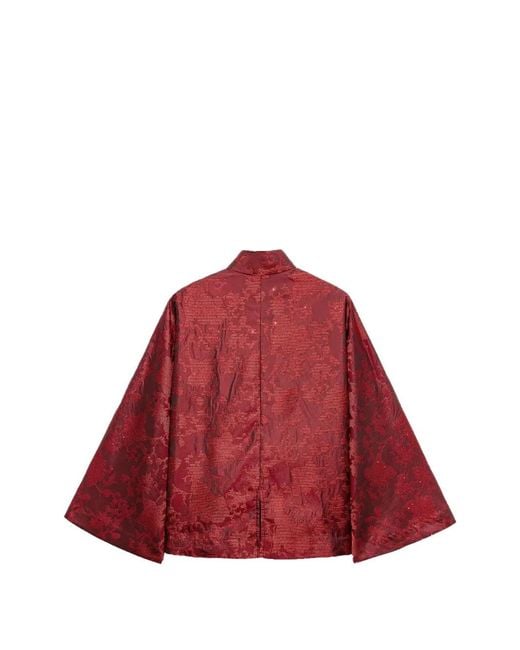 Shanghai Tang Red Veste Boutonnée À Motif Géométrique