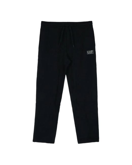 EA7 Black Logo-Print Drawstring Track Pants for men