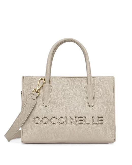 Coccinelle Natural Small Milsa 26 Logo-Debossed Tote Bag