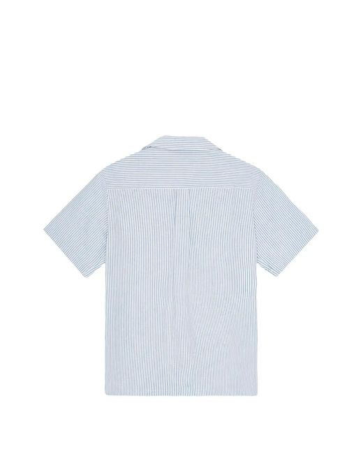 Les Deux Blue Lukas Striped Short-Sleeve Shirt for men
