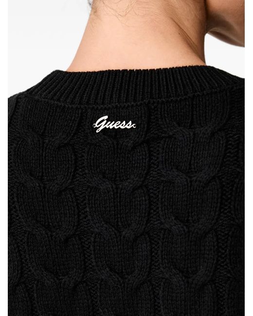 Guess Black Cable-Knit Sweater