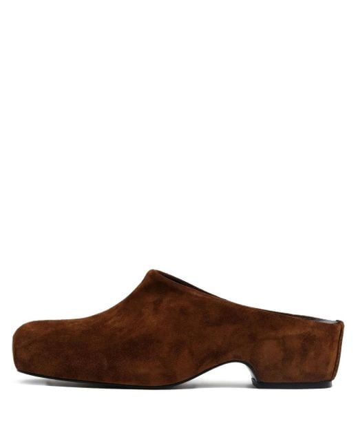 Bimba Y Lola Brown Square-Toe Suede Mules