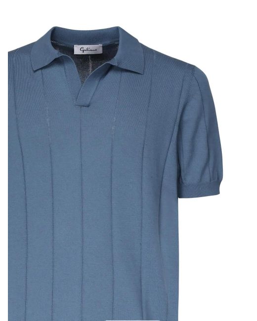 Galiana Blue Ribbed Polo T-Shirt for men