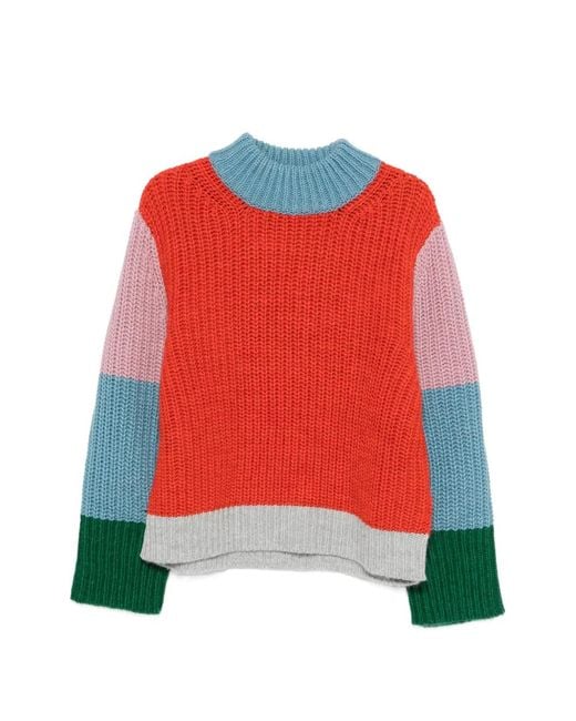 Essentiel Antwerp Red Colour-Block Sweater