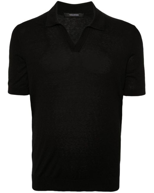 Tagliatore Black Short-sleeve Silk Polo Jumper for men