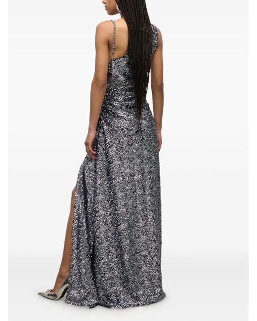 Area Gray Crystal-strap Sequin Gown