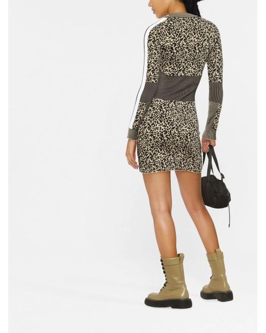 Palm Angels Animalier Knit Minidress Beige/black