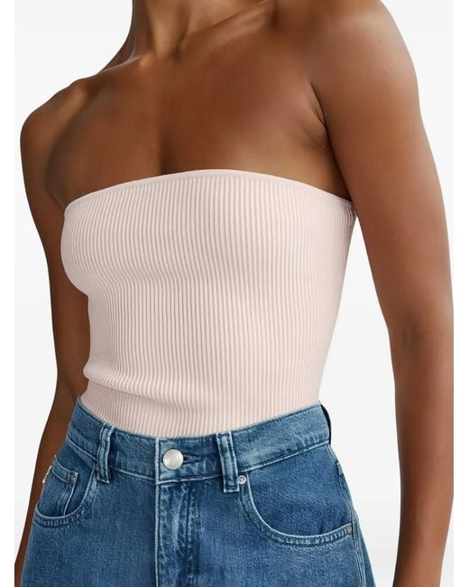DL1961 Blue Haut Bustier En Maille À Design Côtelé