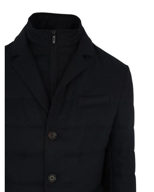 Corneliani Black Outdoor Button-Up Padded Jacket for men