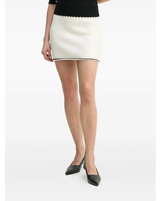 Theory White Wool-Blend Knit Mini Skirt