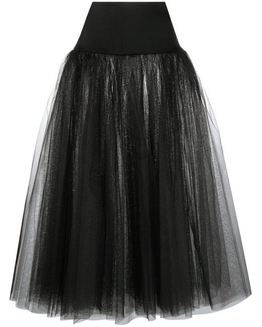 Norma Kamali Black High-waisted Tulle Petticoat Skirt