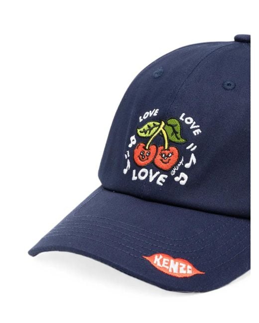 KENZO Blue Cherry-Embroidered Baseball Cap for men