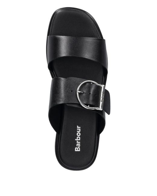 Barbour Black Pantoletten Aus Leder