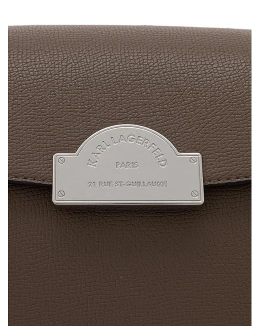 Karl Lagerfeld White Logo-Plaque Grained-Leather Shoulder Bag