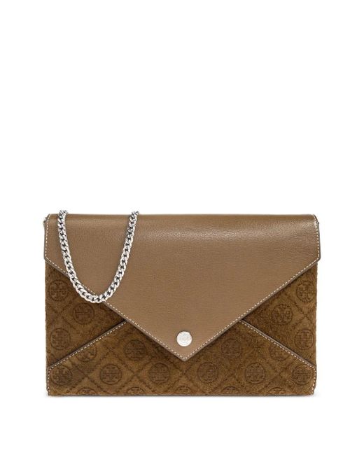 Tory Burch モノグラム クラッチバッグ Brown