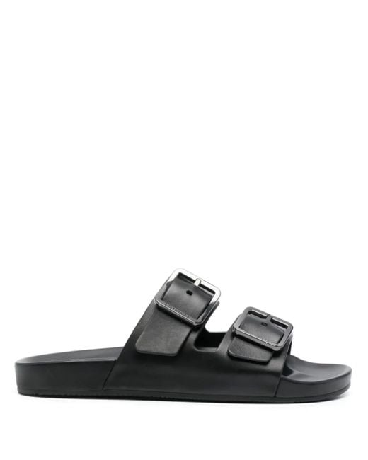 Balenciaga Black Mallorca Leather Sandals for men
